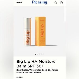Pleasing Big Lip HA Moisture Balm SPF 30+ — Orange & White